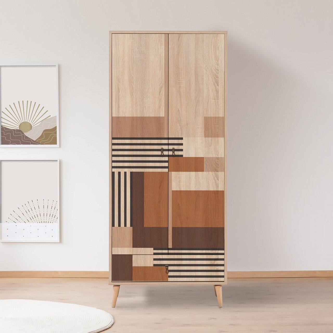 Dulap pentru haine, Vella, City Colorblock, 80 x 190 x 45 cm, pal melaminat, multicolor - imagine 5